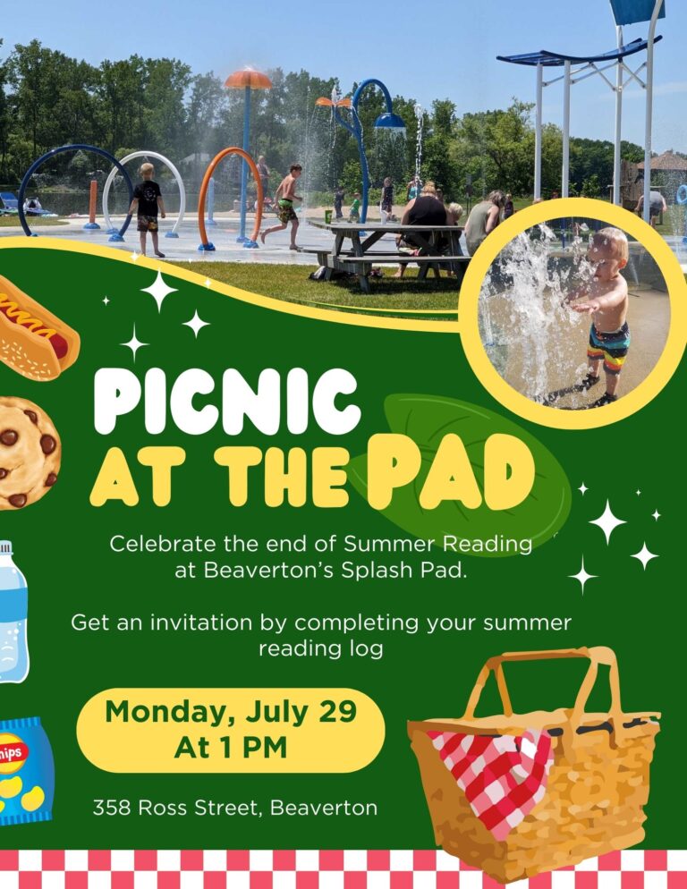 PICNIC AT THE PAD Celebrate the end of Summer Reading at Beaverton's Splash Pad. Get an invitation by completing your summer reading log Monday, July 29 At 1 PM 358 Ross Street, Beaverton