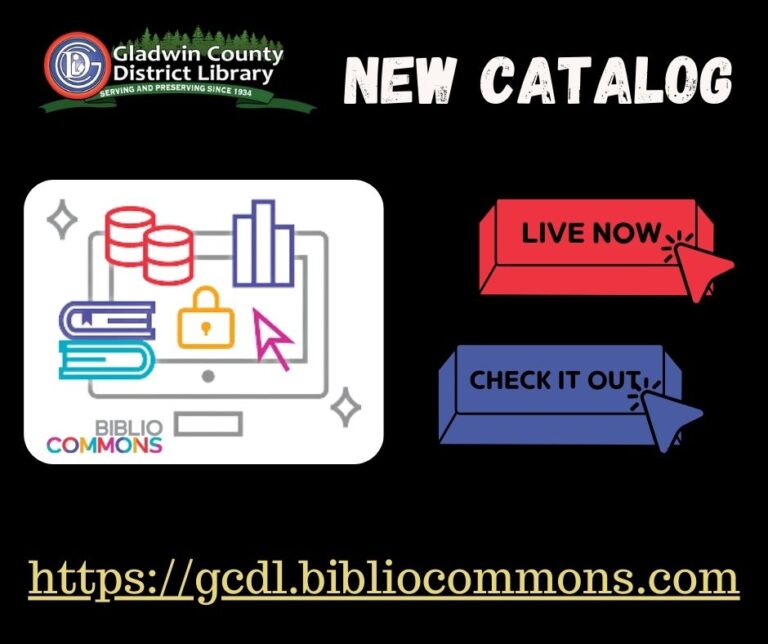 NEW CATALOG LIVE NOW CHECK IT OUTI BIBLIO COMMONS https:/gcdl.bibliocommons.com